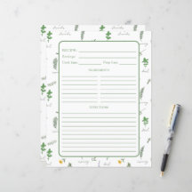 Apothecary Botanical Recipe Binder Page