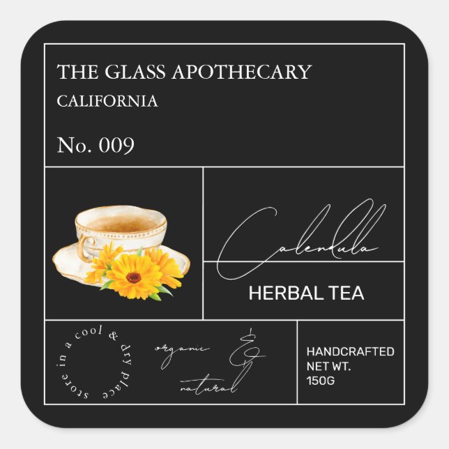 Apothecary Calendula Herbal Tea Étiquette (Devant)