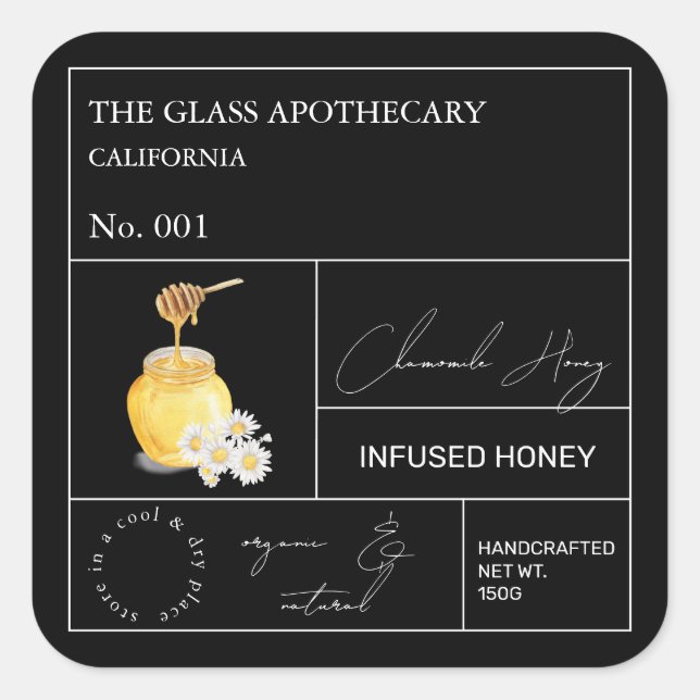 Apothecary Chamomile Infusé Étiquette de miel (Devant)