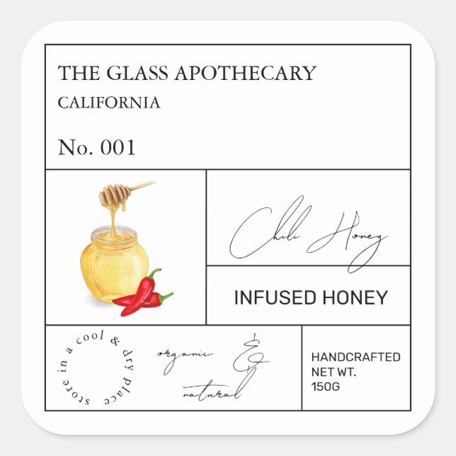 Apothecary Chili Étiquette de miel infusé (Devant)
