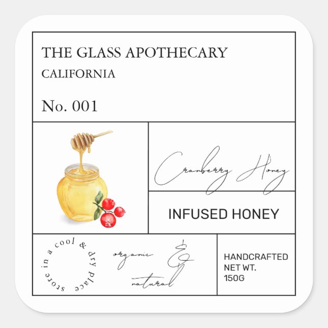 Apothecary Cranberry Infused Honey Étiquette (Devant)