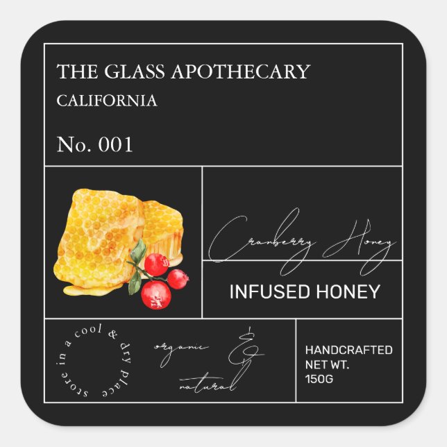Apothecary Cranberry Infused Honey Étiquette (Devant)