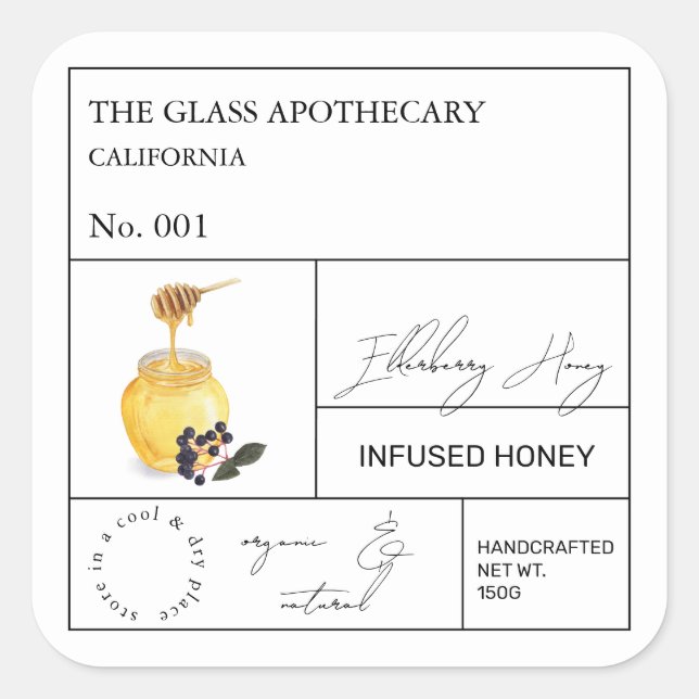 Apothecary Elderberry Infused Honey Étiquette (Devant)