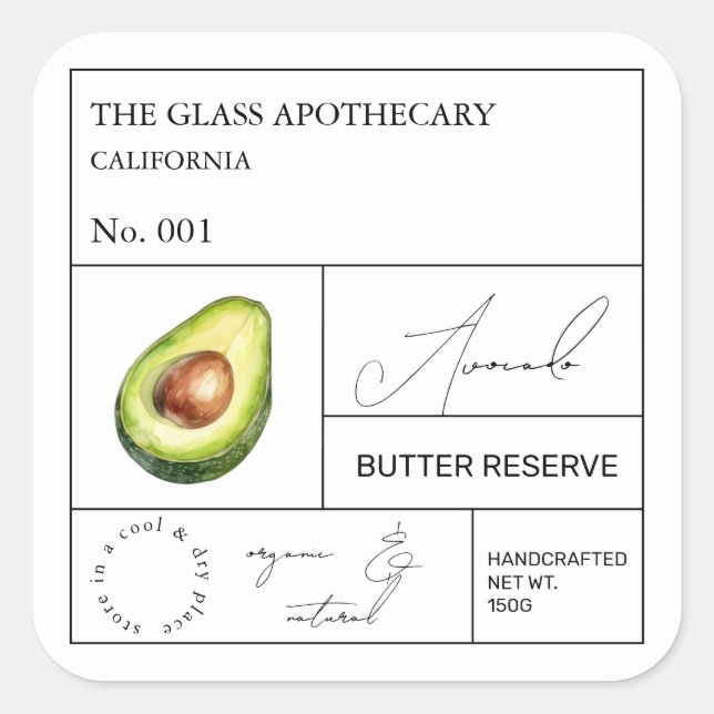 Apothecary Étiquette Avocado (Devant)
