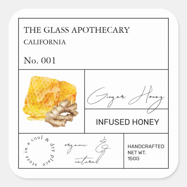 Apothecary Ginger Racine Infused Miel Étiquette (Devant)