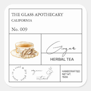 Apothecary Ginger Root Herbal Étiquette de thé