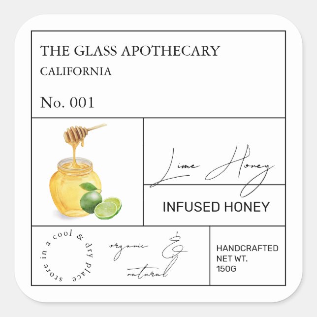 Apothecary Lime Infusé Miel Étiquette (Devant)