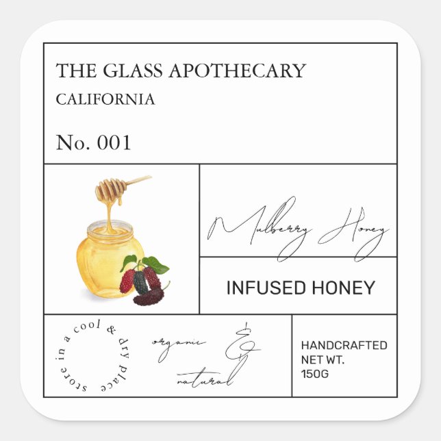 Apothecary Mulberry Infused Honey Étiquette (Devant)