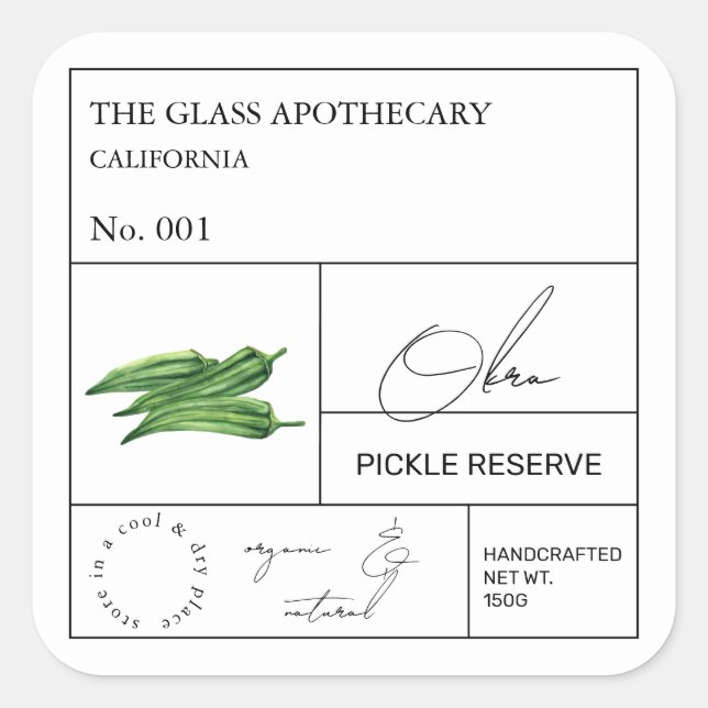 Apothecary Okra Étiquette (Devant)