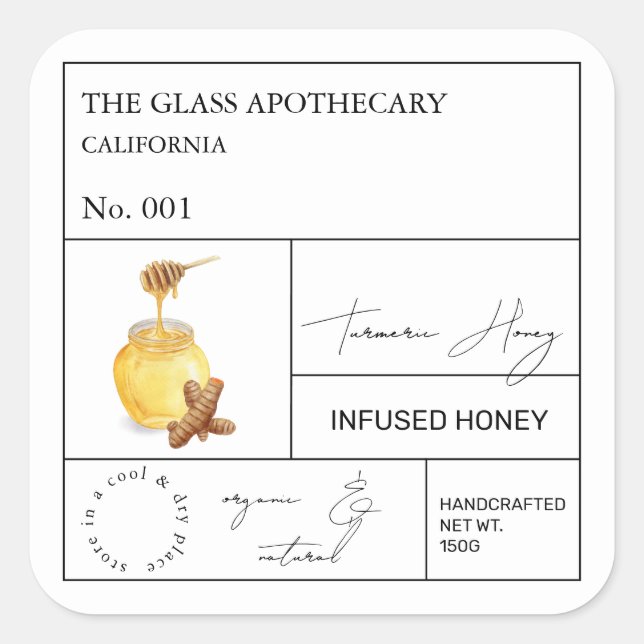 Apothecary Turmeric Infused Honey Étiquette (Devant)