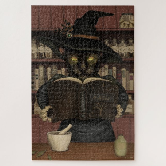 Apothecary Wicked Halloween Cat Puzzle (Vertical)