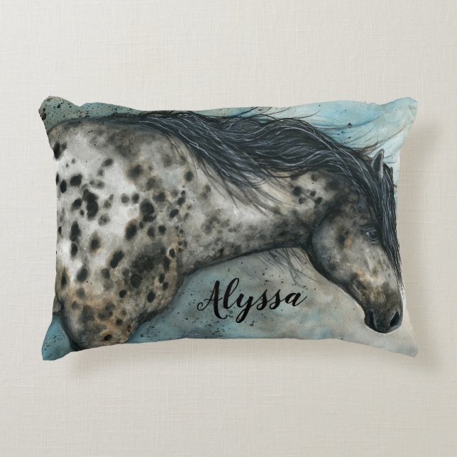 Appaloosa Horse by Bihrle Nom personnalisé Coussin (Devant)