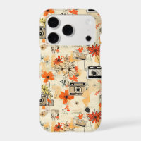 Appareil photo ancien - Fleurs orange et moutarde