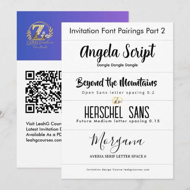 Appariements de polices pour invitations partie 2  (Devant / Derrière)