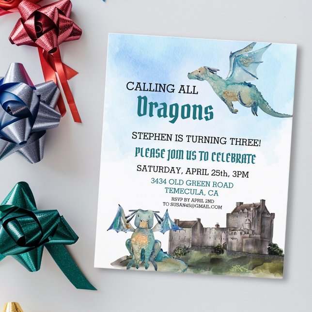 Appel à tous les dragons aquarelle budget d'annive (Créateur téléchargé)