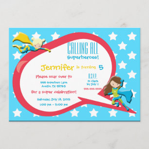 Appel à tous les super-héros Invitation de fête d'
