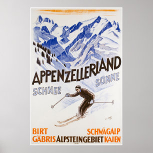 Appenzellerland, Schnee Sonne, Affiche de ski de v