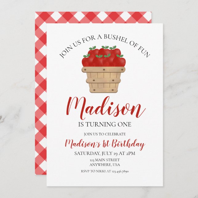 Apple 1er anniversaire Invitation (Devant / Derrière)