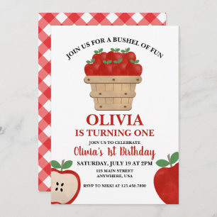 Apple Bushel of Fun 1er Anniversaire Invitation