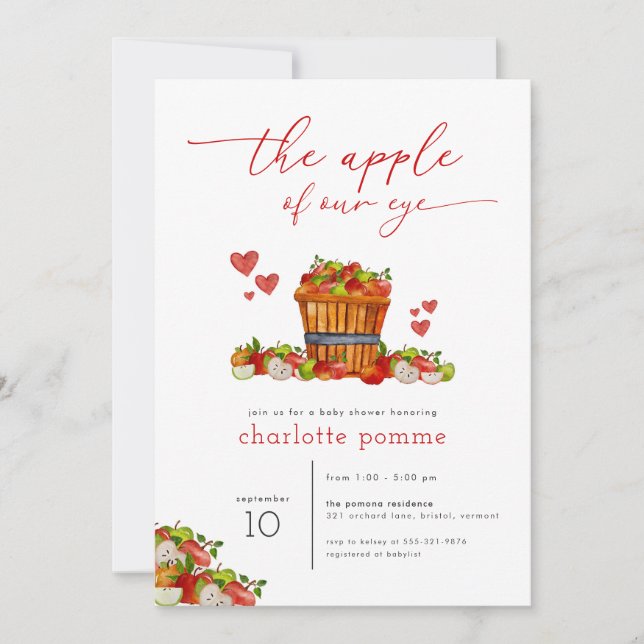 Apple de My Eye Fall Baby shower Invitation (Devant)