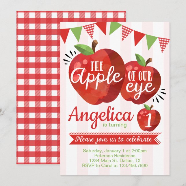 Apple de notre invitation pour la fête d'anniversa (Devant / Derrière)