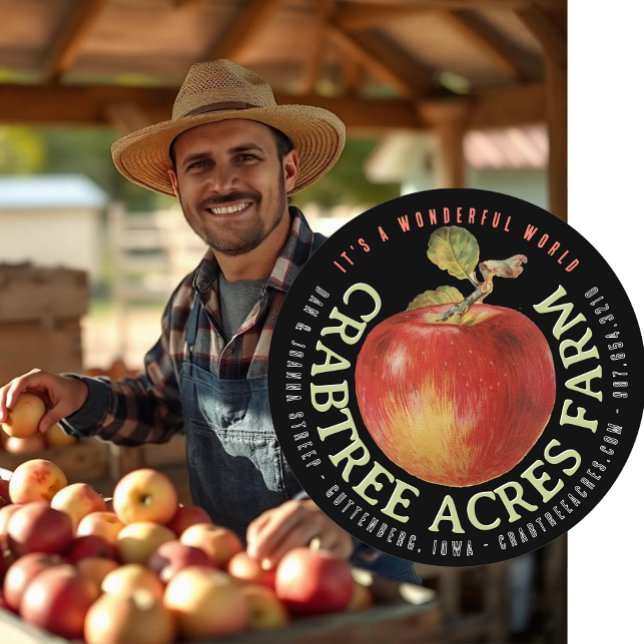 APPLE LOGO Farm Orchard Business Cider Étiquette (Créateur téléchargé)