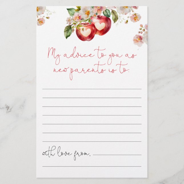 Apple of Our Eye Advice for the Parents Card (Devant)