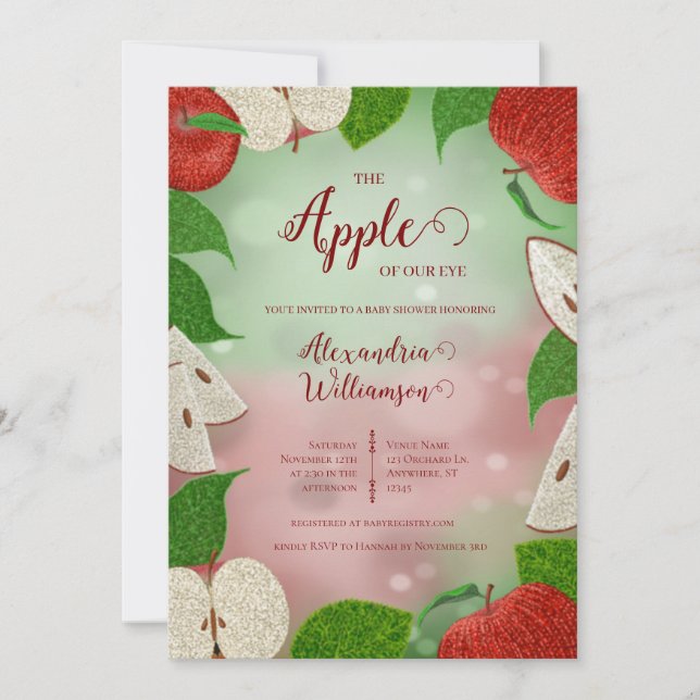 Apple of Our Eye Baby Shower Invitation Rustic (Devant)