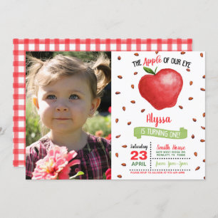 Apple of Our Eye First Birthday Invitation avec ph
