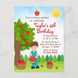 Apple Picking Anniversaire Brown Cheveux Boy Carte