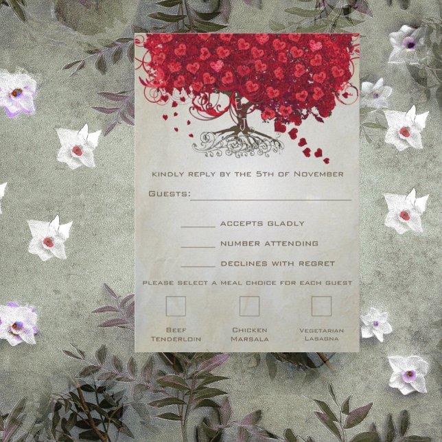 Apple Red Heart Leaf Wedding RSVP (Créateur téléchargé)