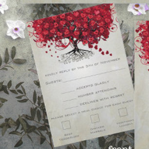 Apple Rouge Coeur Feuille Mariage RSVP