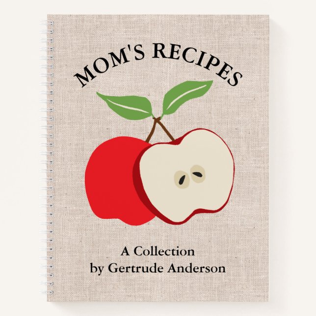 Apple Rustic Faux Burlap Livre de recettes de mama (Devant)