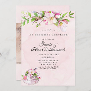 Apple Tree Blossoms Bridesmaids Luncheon Invitatio