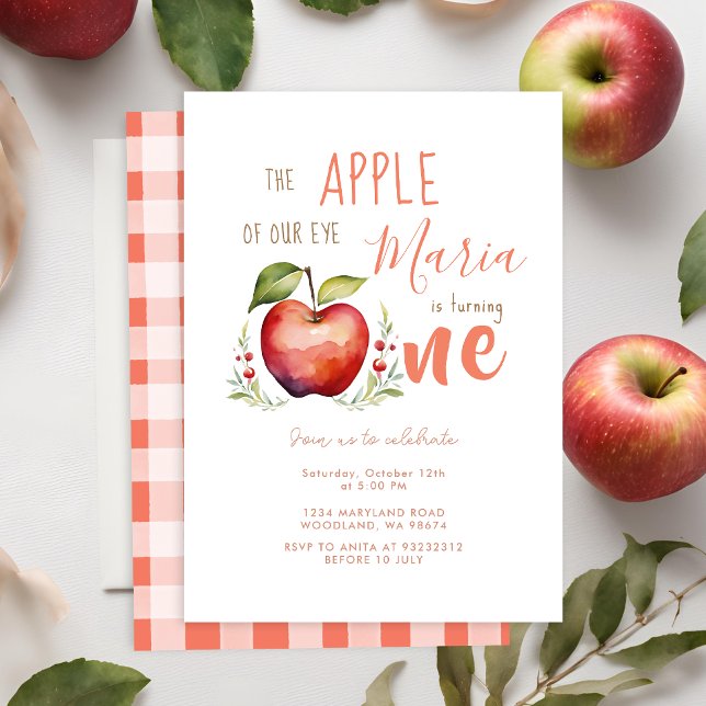 Apple Watercolor premier anniversaire Invitation (Créateur téléchargé)