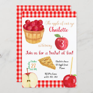 Apples Birthday Invitation, Fall Invitation
