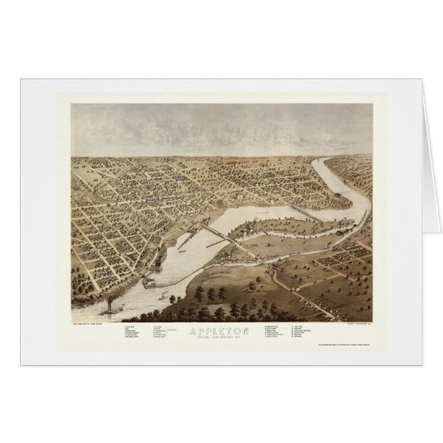 Appleton, carte panoramique de WI - 1867 (Devant horizontal)