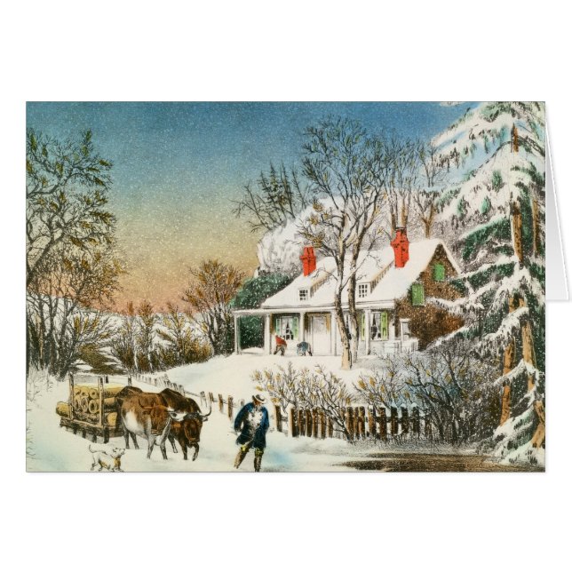Apport à la maison des rondins, paysage d'hiver (Devant horizontal)