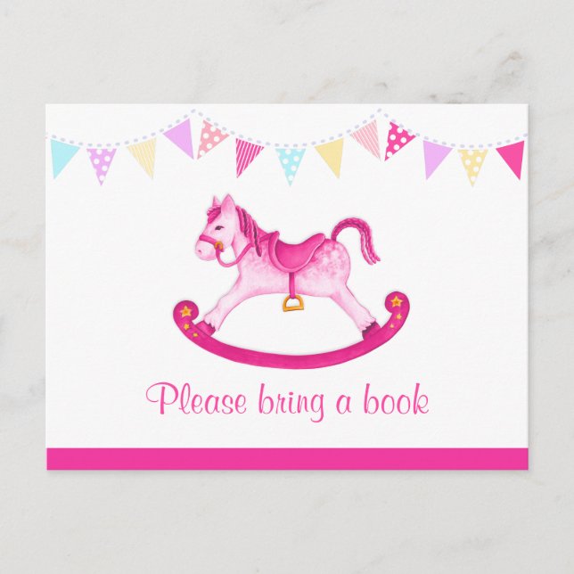 Apportez un livre - baby shower fille carte postal (Devant)