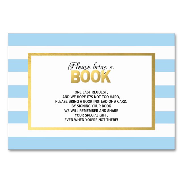 Apportez un livre - Cartes de Baby shower Bleu Bla (Devant)