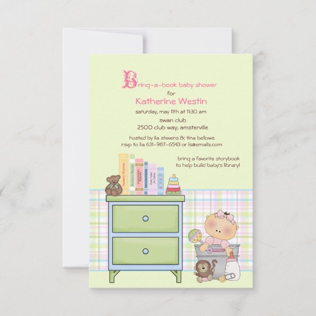 Apportez une invitation de baby shower de fille de (Devant)