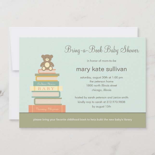 Apportez Une Invitation De Baby shower De Livre (B (Devant)