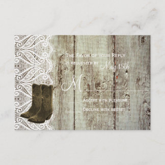 Apportez vos cartes RSVP Mariage campagnard Boots