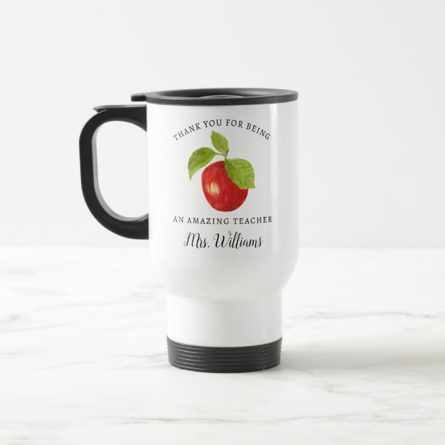 Appréciation de l'enseignant Apple Nom Voyage Mug  (Gauche)