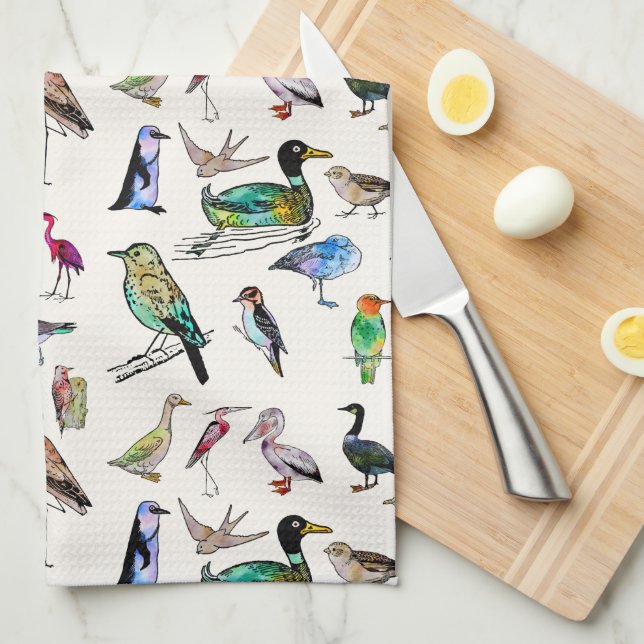 Appréciation d'oiseaux Serviettes de cuisine (Quart Plié)