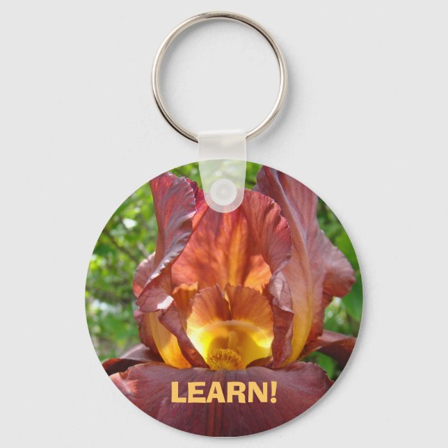 Apprenez ! porte-clés Rouge Jaune Iris Fleurs Jard (Recto)
