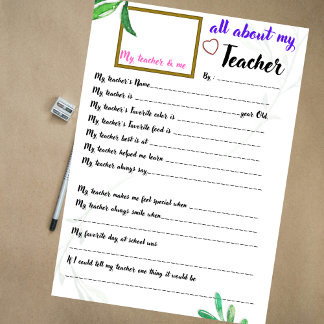 Apprentissage de l'enseignant à propos de mon prof