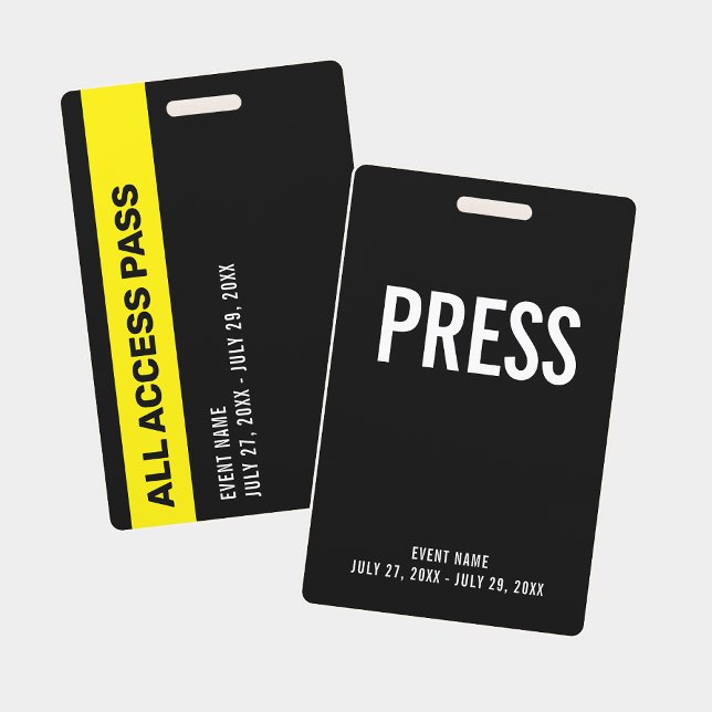 Appuyez sur le badge d'ID d'événement de passe d'a (Press All Access Pass ID Badge)