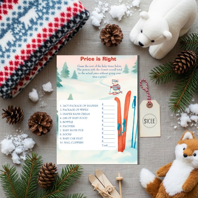 Après Bébé Carte de jeu Ski Baby Price is Right (Après Bébé Ski Baby Price is Right Game card)