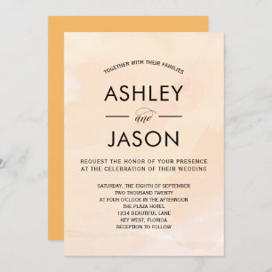 Apricot doux Faire-part de mariage aquarelle